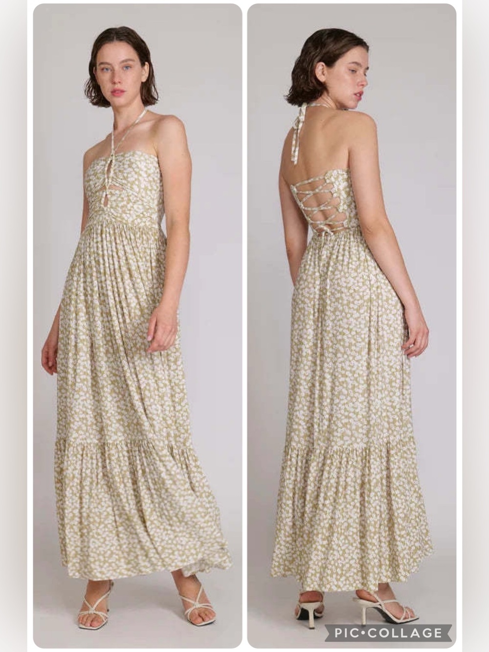 Sabina Musayev “Elvira” Floral Halter Maxi Dress